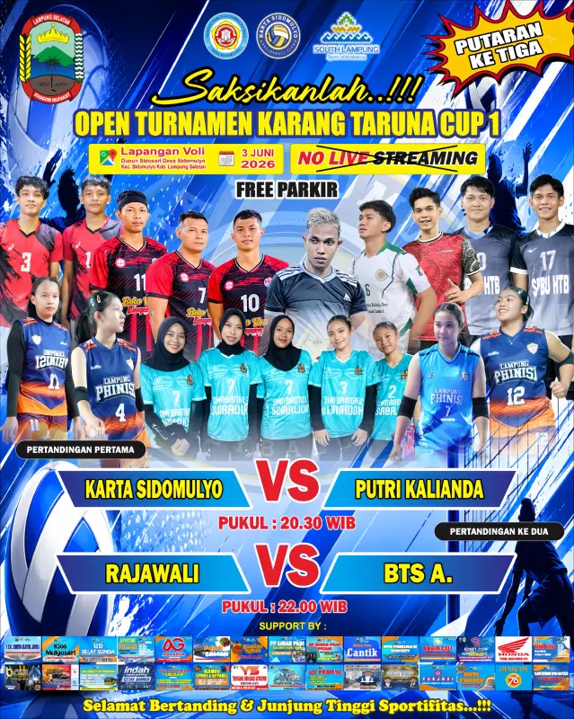 Babak 8 Besar Open Turnamen Karang Taruna Cup I Menyengit! Tim Terbaik Siap Guncangkan Lapangan Bola Voli Sidosari