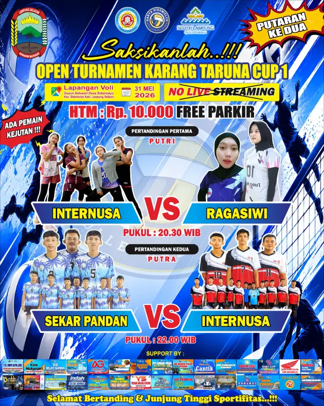Laga Sengit di Putaran Kedua, Open Turnamen Bola Voli Karang Taruna Cup I Suguhkan Para Pemain Elit